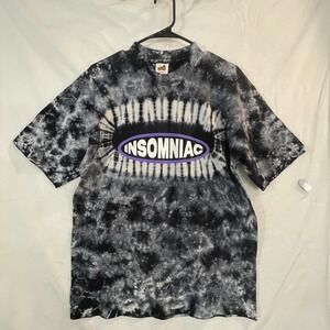 Insomniac Shirt Mens Medium Black Gray Tie‎ Dye Made in USA Graphic Tee Rave